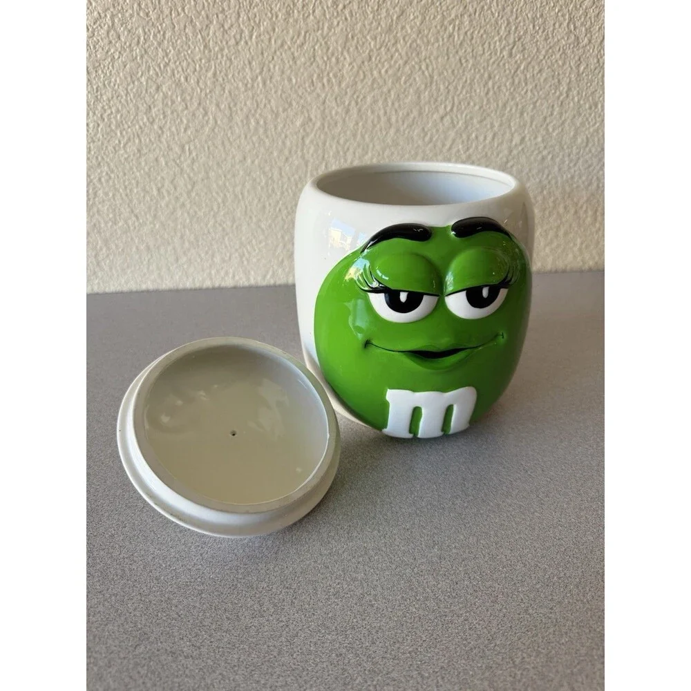 M&M’s Green Character Ceramic Cookie Jar with Lid 8” Collectible